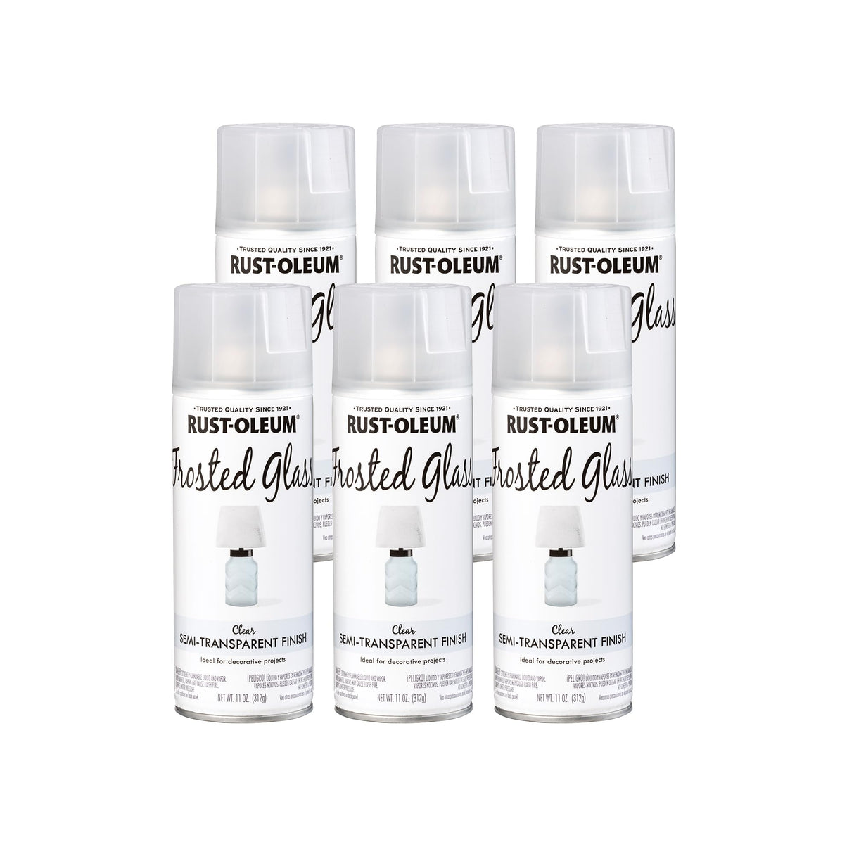 Rust-Oleum 342600-6PK Frosted Glass Spray Paint, 11 oz, Frosted Glass, 6 Pack