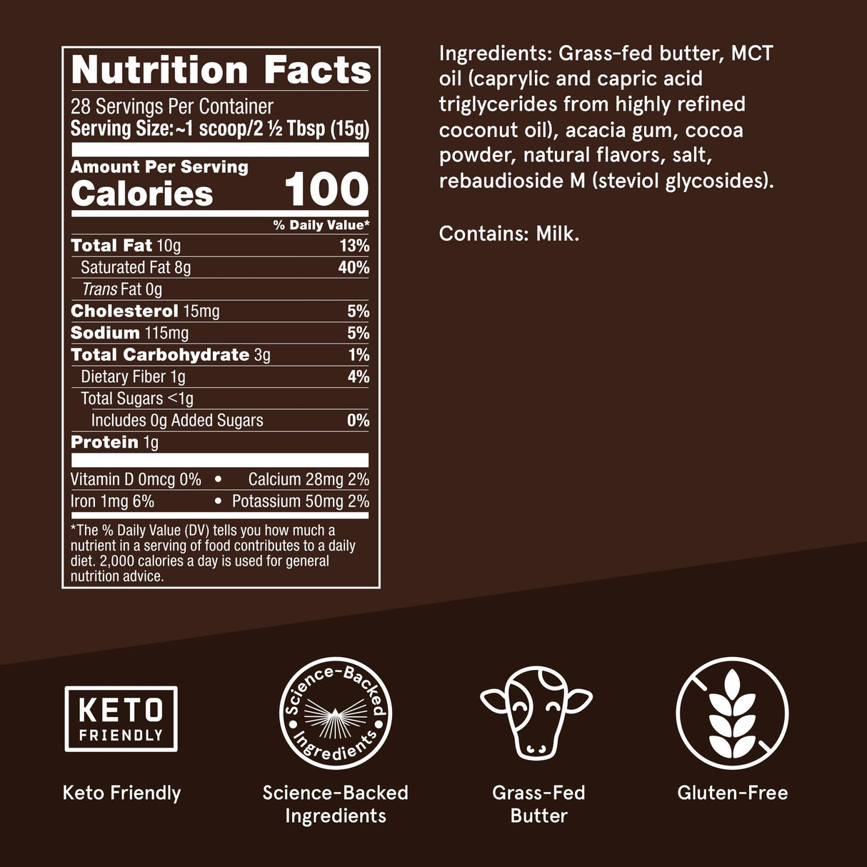 Bulletproof Mocha Creamer, 14.8 Ounces, Keto Coffee Creamer with MCT Oil, Grass-Fed Butter, and Real Cocoa, Supports Brain Function