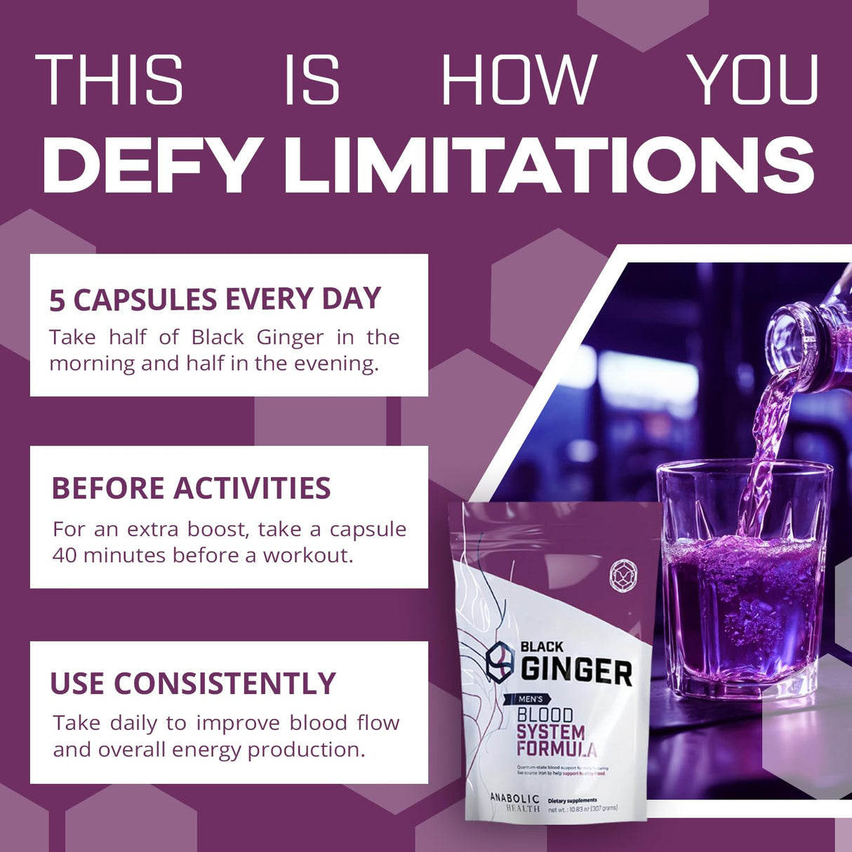 Black Ginger Capsules 60G | Kaempferia Parviflora Thai Ginseng Supplement for Men | Supports Energy, Endurance, Performance & Circulation | Vegan, Non-GMO | 150 Count