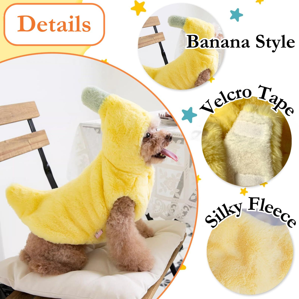 Dog Banana Winter Coat, Cute Extra-Warm/Soft Jackets for Small Dogs Under 35 lbs, Halloween Christmas Dress Up Outfit Clothes (Small)