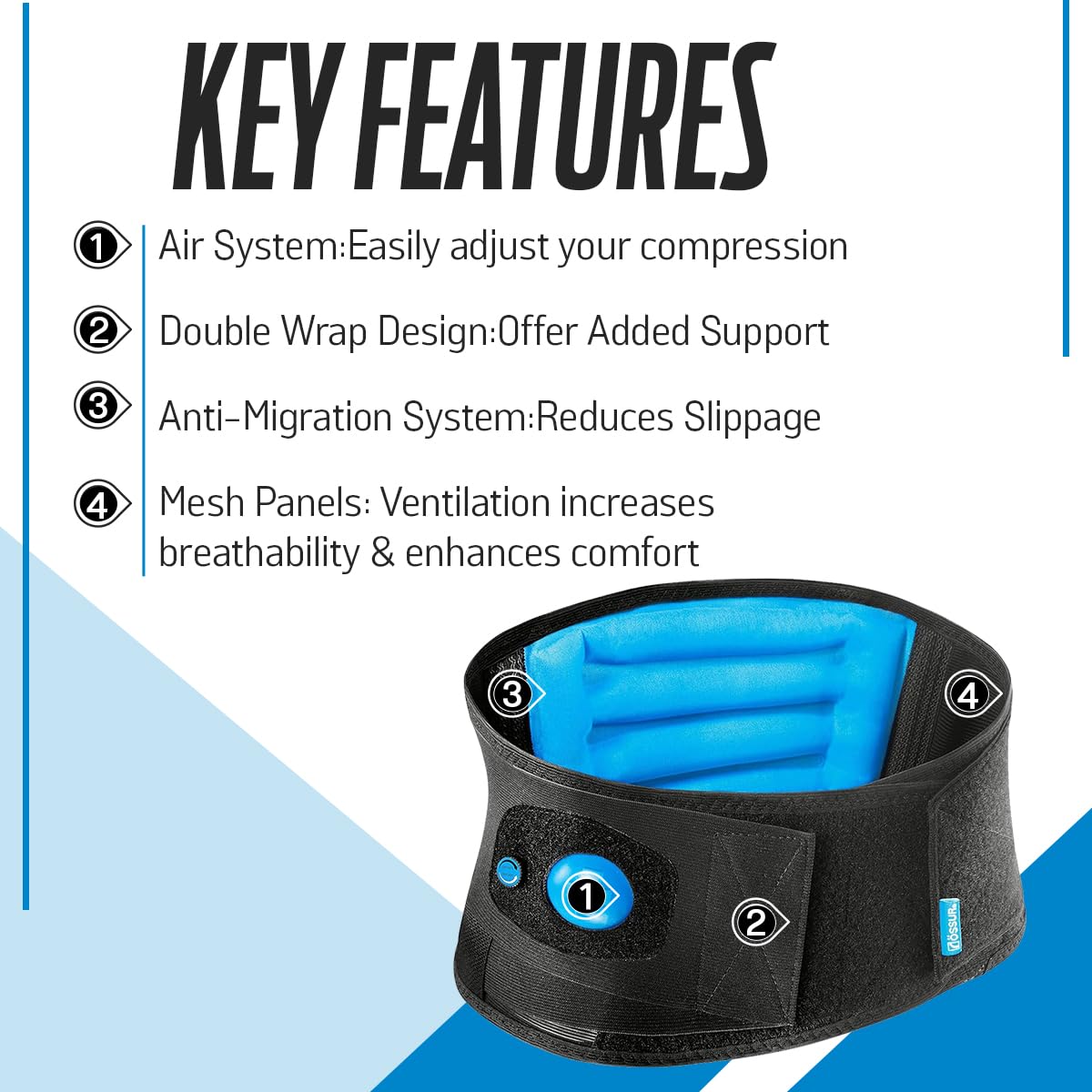 Össur Formfit Back Support Air - Advanced Lumbar Brace for Pain Relief, Posture Correction, and Spinal Health with Air Cushion Comfort (Small)