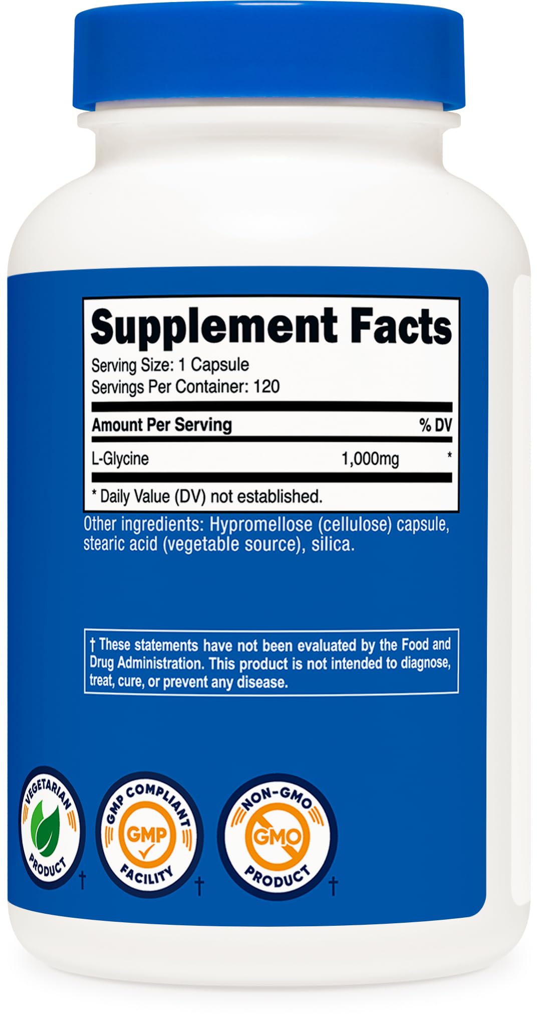 Nutricost L-Glycine 1000mg, 120 Capsules, Vegetarian, Non-GMO and Gluten Free