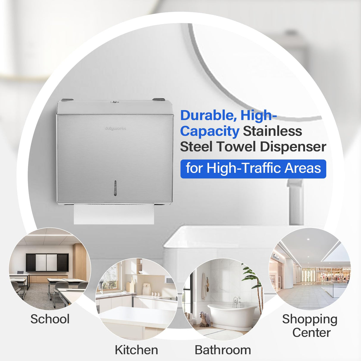 DUTYWORKS Commercial Paper Towel Dispenser Wall Mount, 304 Stainless Steel C-Fold Multifold Trifold Holder with Lock, Large Capacity Hand Towel Tissue Dispenser for Bathroom Kitchen Restaurant Office