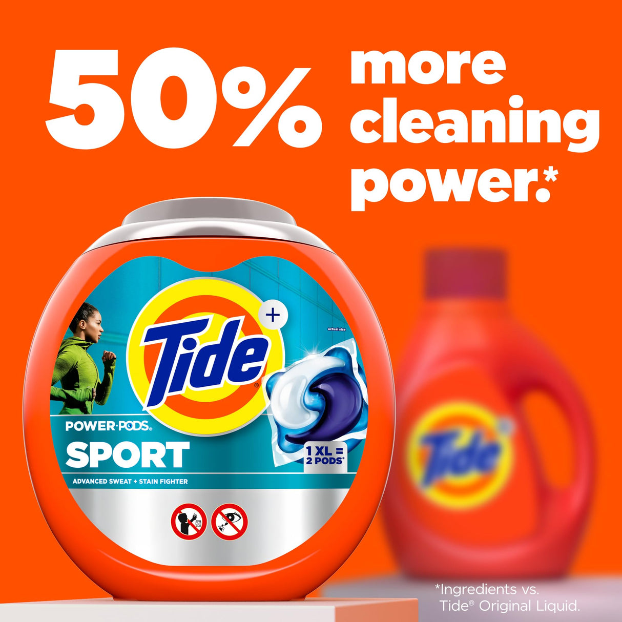 Tide Power PODS Laundry Detergent Soap Pacs with Febreze Sport, 63 Count, Laundry Pods with Febreze Freshness and Sport Odor Defense (133)