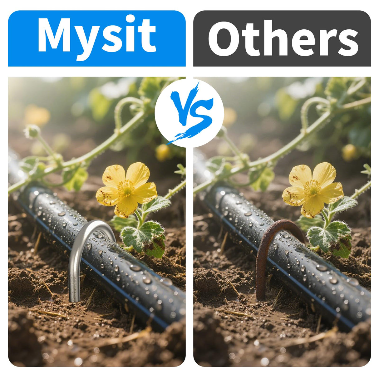 MySit 6 Inch 150 Pack U Shaped Galvanized Drip Irrigation Stakes 11 Gauge