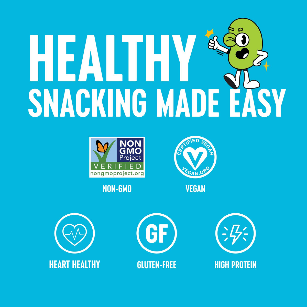 The Only Bean High Protein Snacks, Healthy Office Snack, Healthy Snacks for Adults and Kids for Lunch, Vegan, Low Carb & Gluten Free - Edamame Beans Snack, Variety Pack - 0.9oz (Pack of 45)
