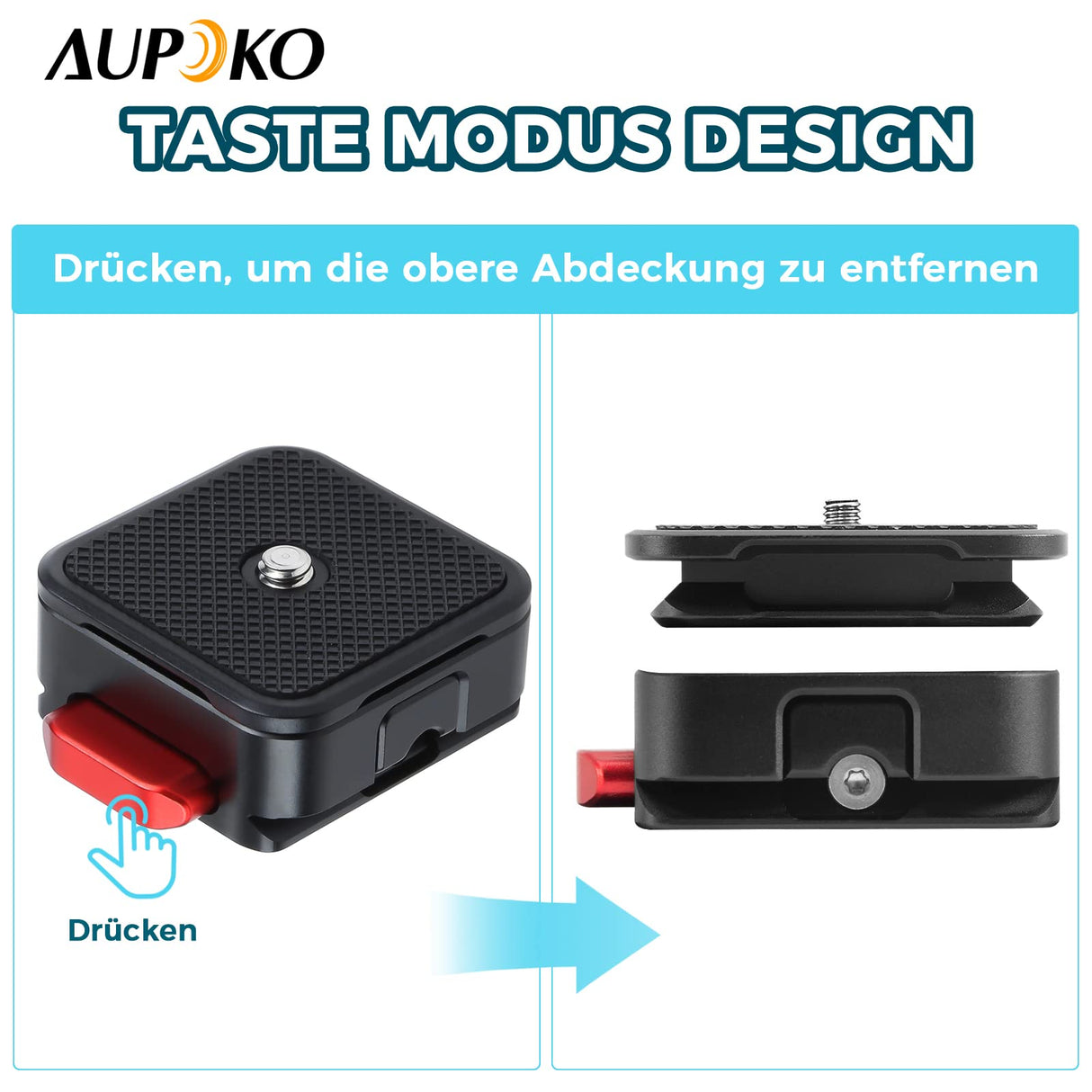 Aupoko Quick Release Plate 1/4" to 3/8" Compatible with Arca Swiss, Cl01 Claw Quick Release Plate with 2 Buttons for DSLR/Micro SLR/Digital Camera/Stabiliser/Tripods