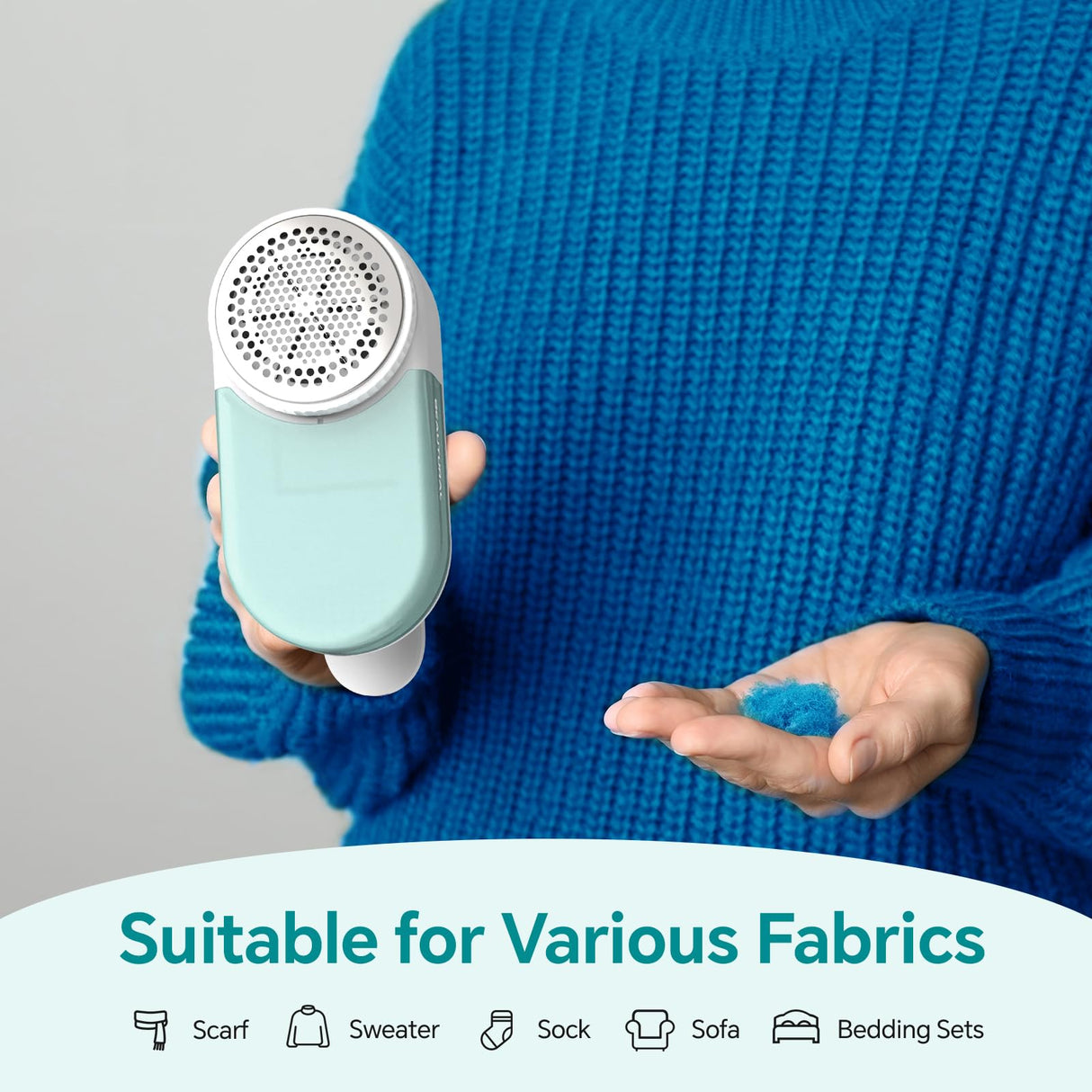BEAUTURAL Fabric Shaver and Lint Remover, Rechargeable Sweater Defuzzer with 2 Speeds, 1 Replaceable 6-Leaf Blade, Remove Fuzz, Lint Balls, Pills, Bobbles for Clothes and Furniture