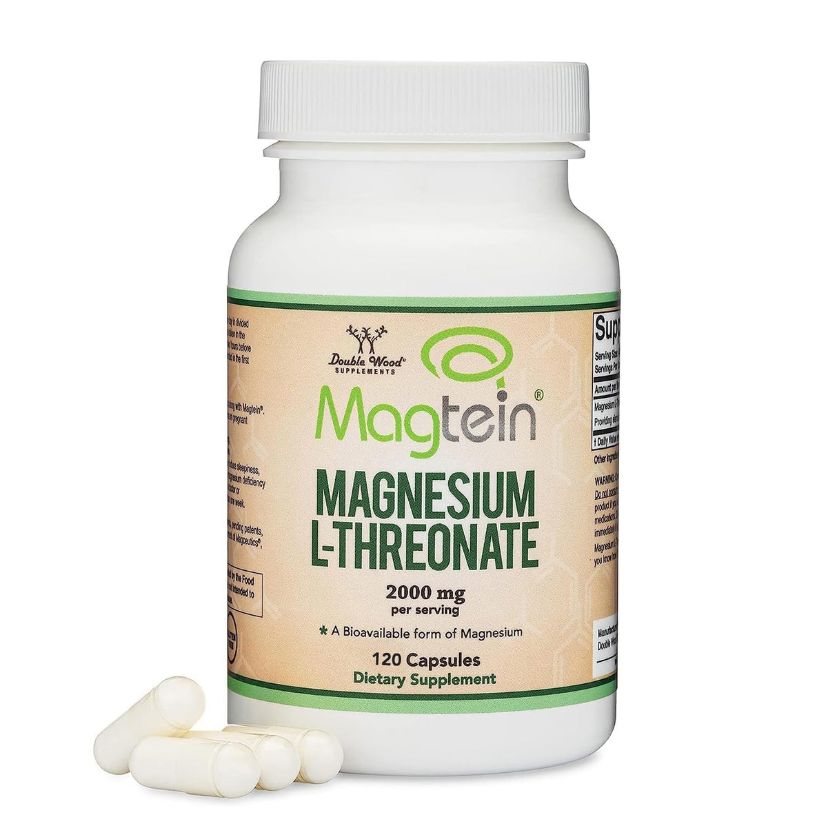 Magnesium L Threonate, Magtein™, Sleep and Cognitive Support – High Absorption – Most Bioavailable Form of Magnesium – 2,000 mg – 120 Capsules