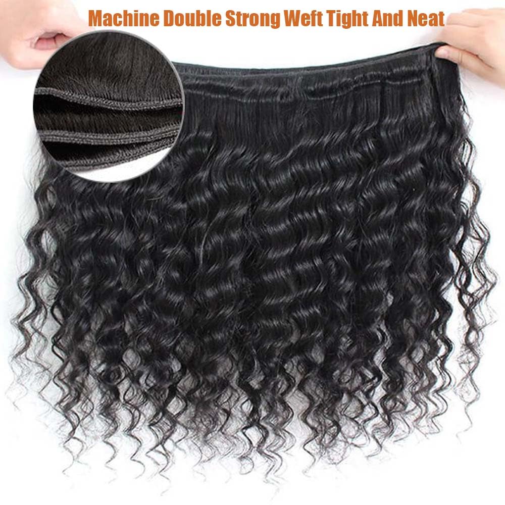 Deep Wave Human Hair Bundles 20 22 24 Inch Deep Wave Bundles Deep Curly Human Hair Bundles Unprocessed Brazilian Virgin Wet And Wavy Weave 3 Bundles 12A Human Hair Extensions