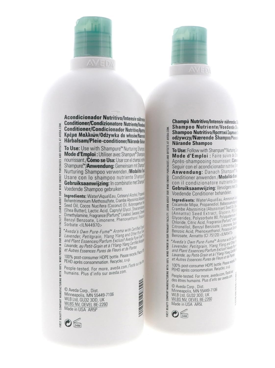 Aveda Shampure Nurturing Shampoo & Conditioner Set Liter +2 Pumps