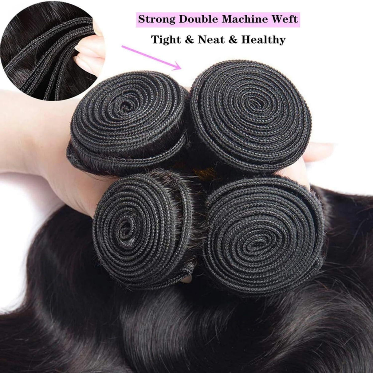 Body Wave Bundles Human Hair 18 20 22 24 Inch 100% Unprocessed 12A Brazilian Hair 4 Bundles Human Hair Body Wave Hair Extensions Natural Black
