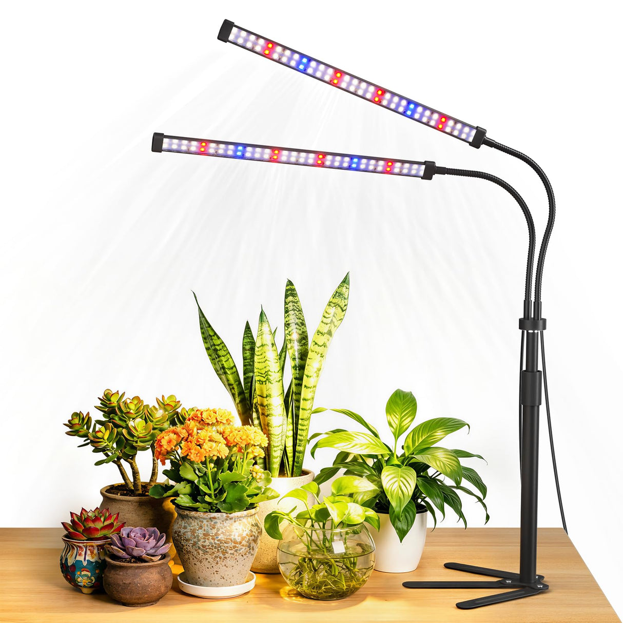 Sonamindary Grow Lights for Indoor Plants, Full Spectrum LED Plant Light with 9.8-35 in Tripod Stand, 120 LEDs 5700K, 4/8/12H Auto Timer, 5 Brightness Levels