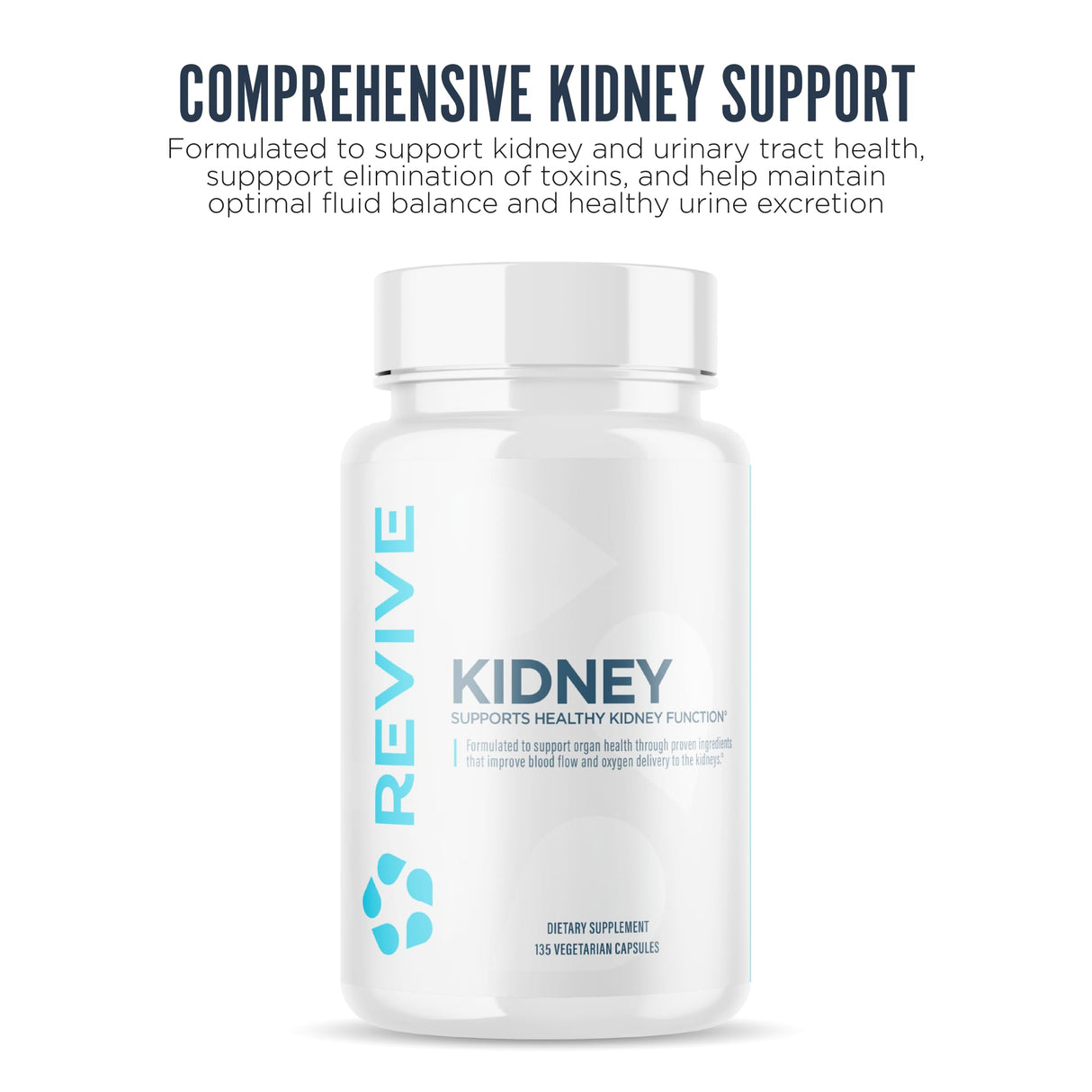 Revive MD Kidney Support Supplement for Men & Women - Kidney Cleanse Detox & Repair Capsules Support Overall Health & Function - Vegan-Friendly, Gluten-Free, & Soy-Free (135 Vegetarian Capsules)