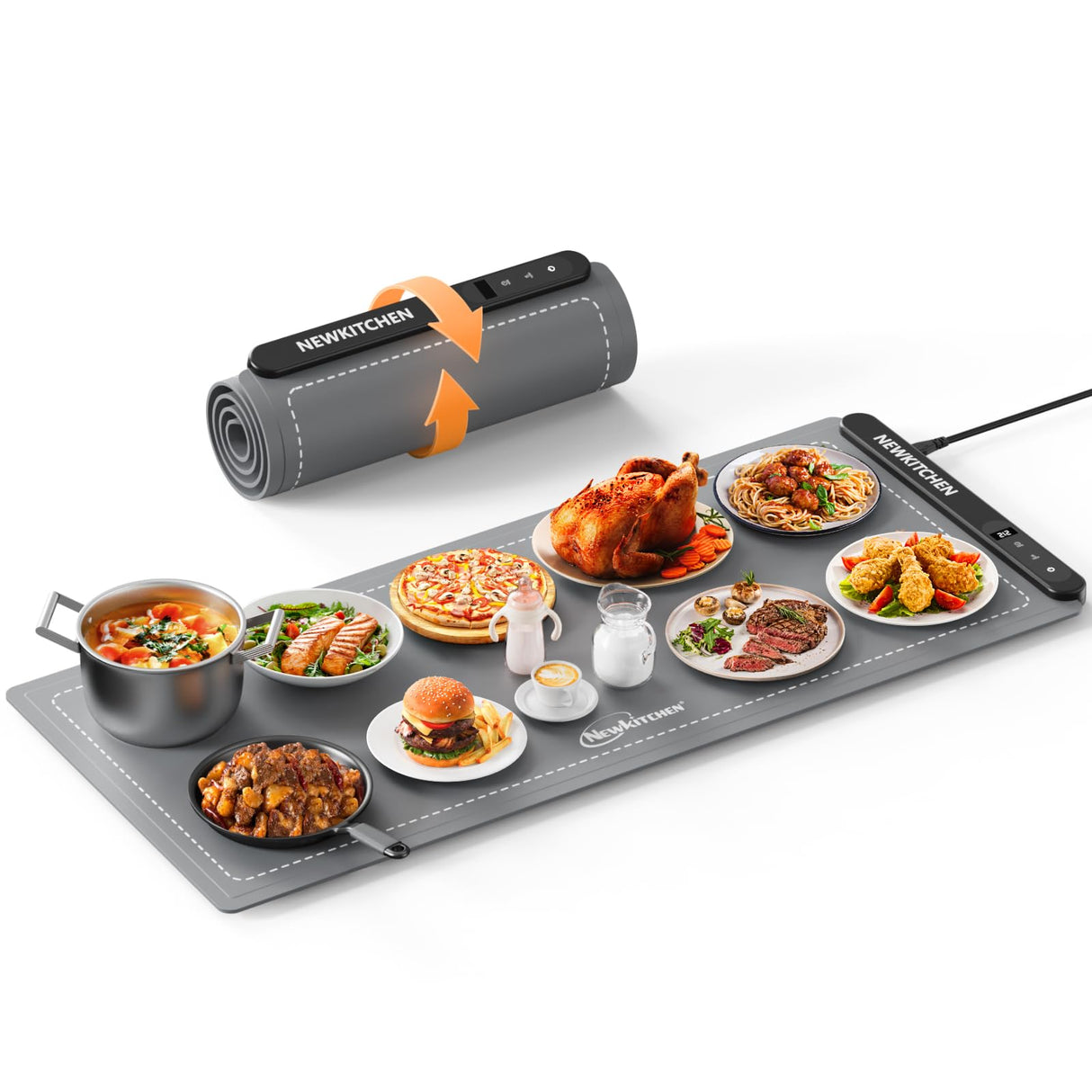 NEWKITCHEN Warming Mat for Food, (XXL 36"x16") Food Warming Mat for Countertop Upgrade Graphene Fast Full Surface Heating -Versatile Food Warmer for Gatherings, Parties, Everyday Use