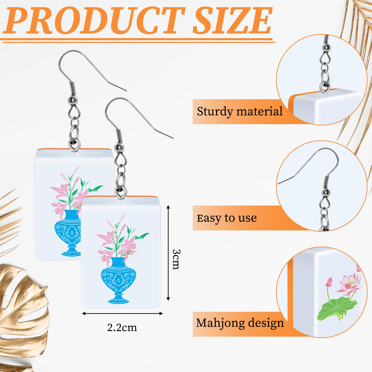 Highergo 8 Pairs Mahjong Drop Earrings for Women Handmade Resin Dangle Earrings with Hook Closure Funny Jewelry Gift for Mahjong Tile Lovers Birthday