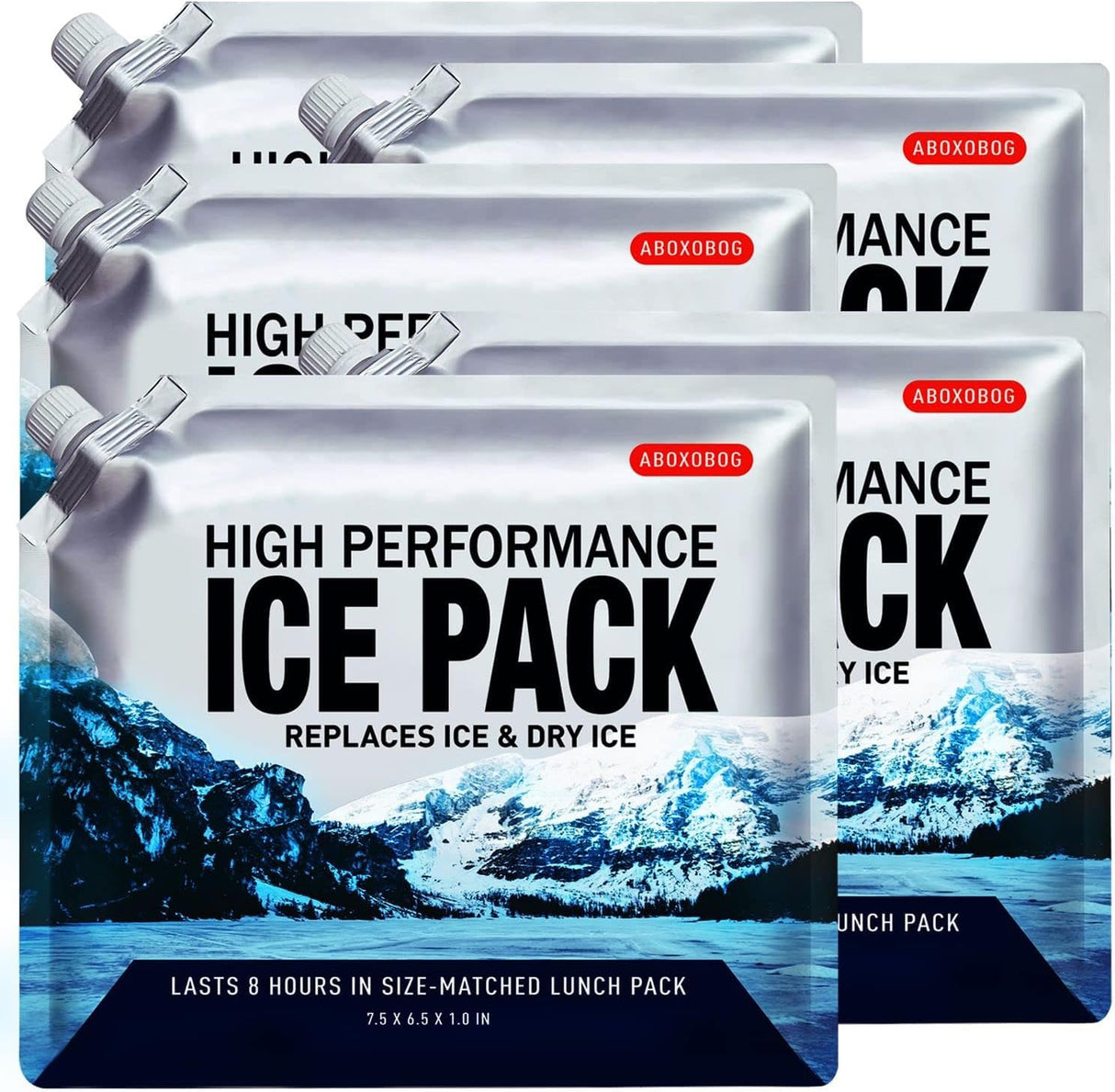 ABOXOBOG Reusable Ice Packs for Lunch Box Long Lasting Slim Gel Freezer Packs for Cooler Bag Cooler Backpack, Keeps Food Cold Fresh for Work & School & Camping & Outdoor Gear(6.5"x7.5"x5P)