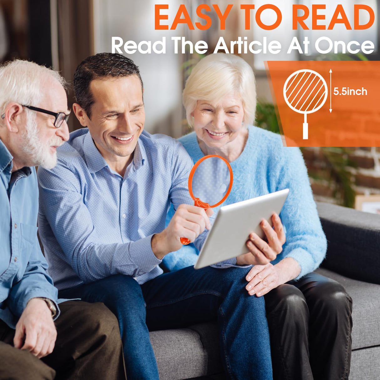 Large Magnifying Glass with Light, Magnifier 10X 20X 45X Handheld Illuminated Lighted Magnifier with 3 LED Lights 1UV Light Storage Bag Clean Cloth for Seniors Reading Inspection (Orange)