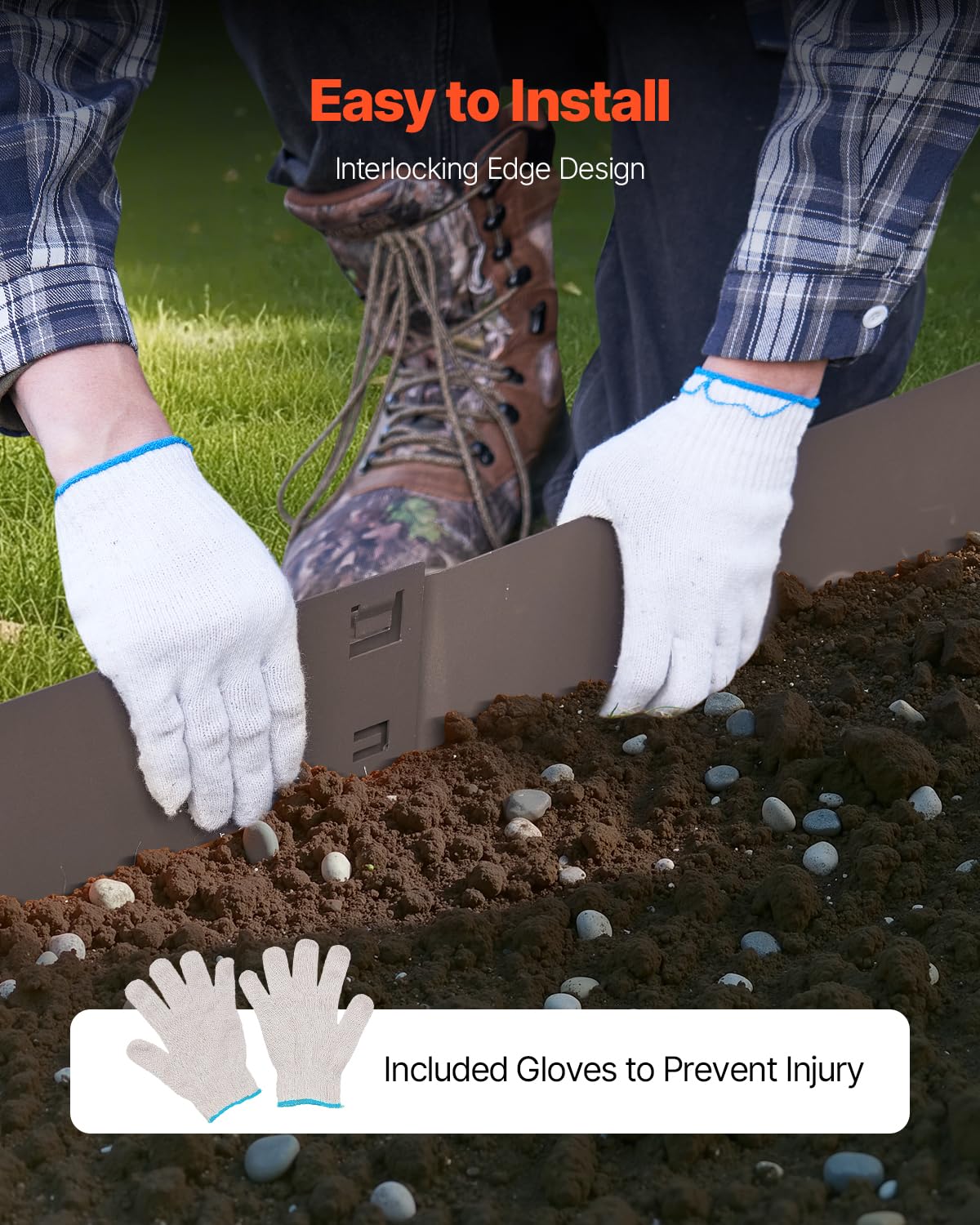 VEVOR Steel Landscape Edging, 5 Packs 39 x 3 in Rust-Resistant Metal Landscape Edging, Bendable Garden Edging Border, Heavy Duty Lawn Edging, Easy-to-Install, Flower Bed Yard Pathway Divider Brown