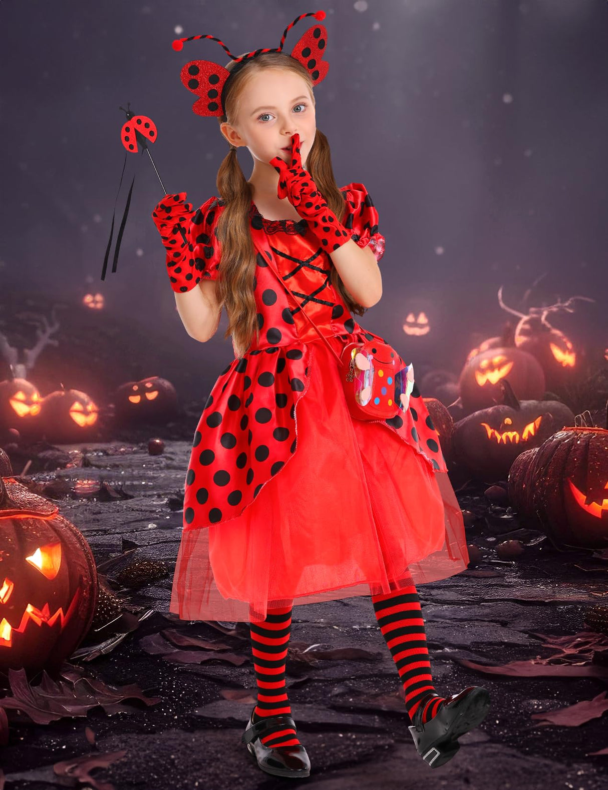 Ladybug Costume Lady Bug Costumes for Girls Halloween Costumes for Kids Toddler Costume Ladybug Dress Ladybird Dress Up for Birthday Christmas 7-8 Years