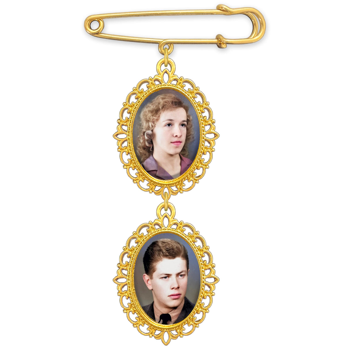Wedding Bouquet Memorial Remembrance Photo Charm Gold Holds 2 Pictures