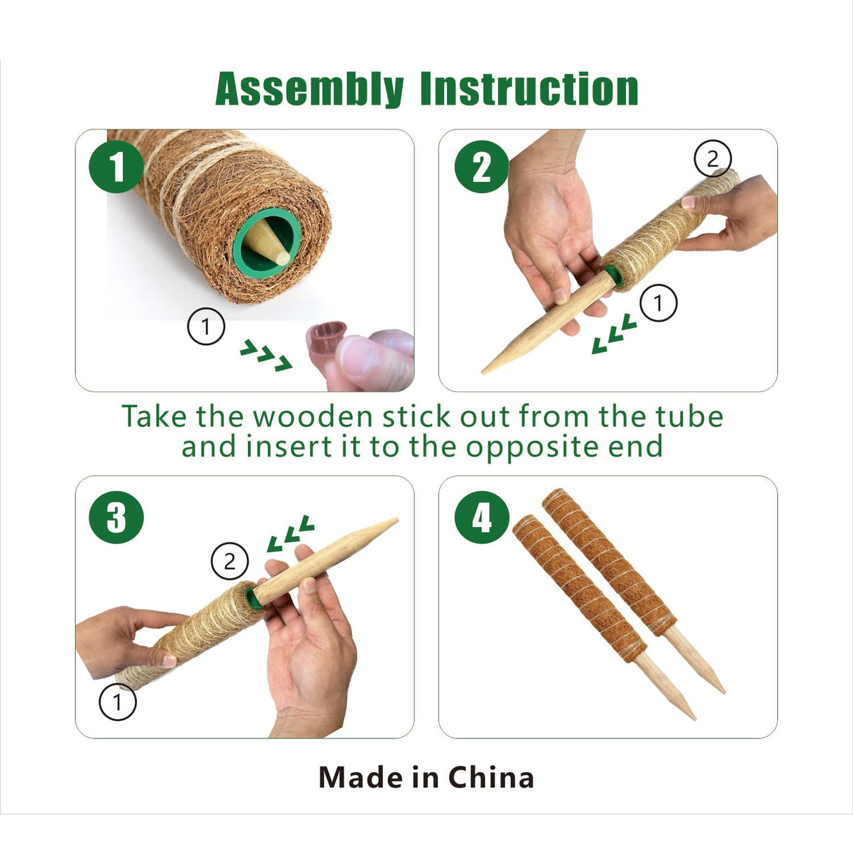 Moss Pole, 4 Pack 17Inch Monstera Plant Support for Climbing Plants Accessories Indoor -Stackable Moss Poles Plant Support Stakes -Coir Plant Pole Sticks for Potted Plants -Pothos, Tall Plant Trellis