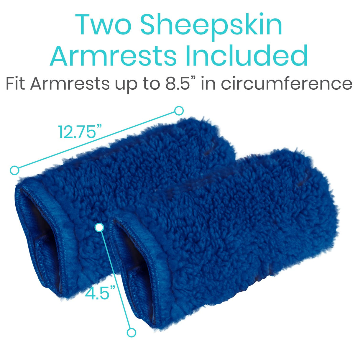 Vive Wheelchair Armrest Covers (Pair) - Memory Foam Sheepskin Accessories Pads for Transport Electric Wheel Chair Arm Rests - for Adults, Seniors, Handicapped - Soft Support Cushion for Mobility Aids