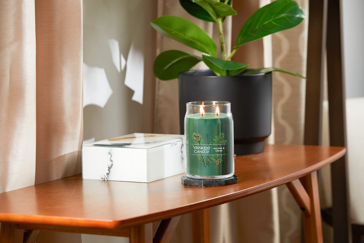 Yankee Candle Balsam & Cedar Scented Signature 20oz Large Jar 2-Wick Candle Over 60 Hours of Burn Time Christmas | Holiday