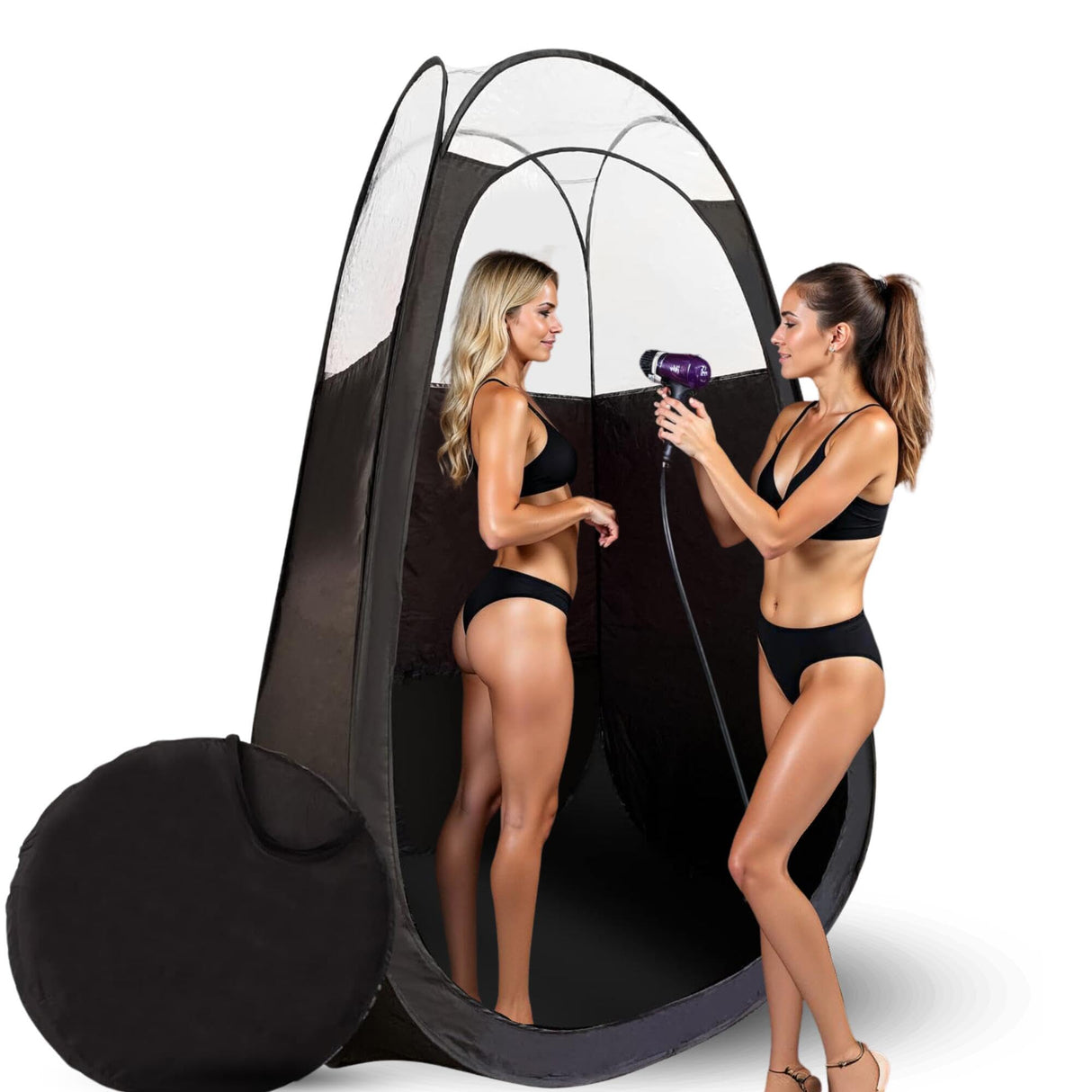 KOBBTAN Large Deluxe Spray Tan Tent Pop Up Portable Tanning Booth with Clear Window & Extraction Fan Opening Easy Clean for Home & Salon