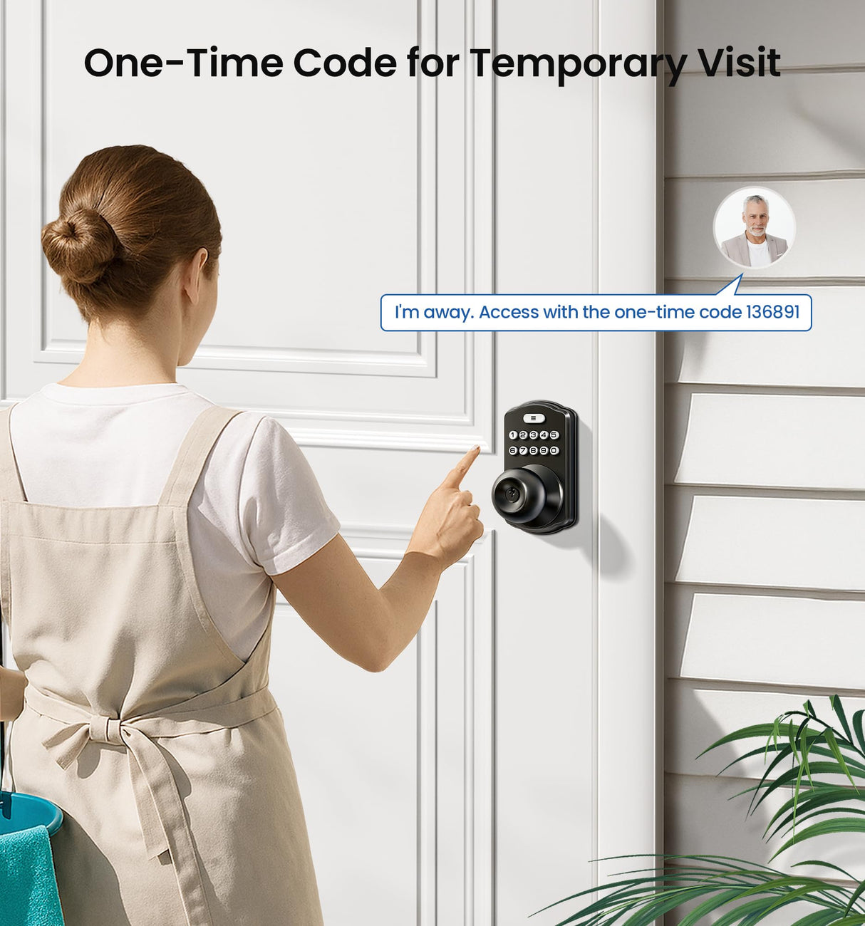 Veise Keypad Door Knob Lock, Keyless Entry Digital Lock with Handle, Electronic Smart Knob for Front Door & Bedroom, Easy Install, Auto Lock, Passage Mode, Anti-Peeping Password, Matte Black