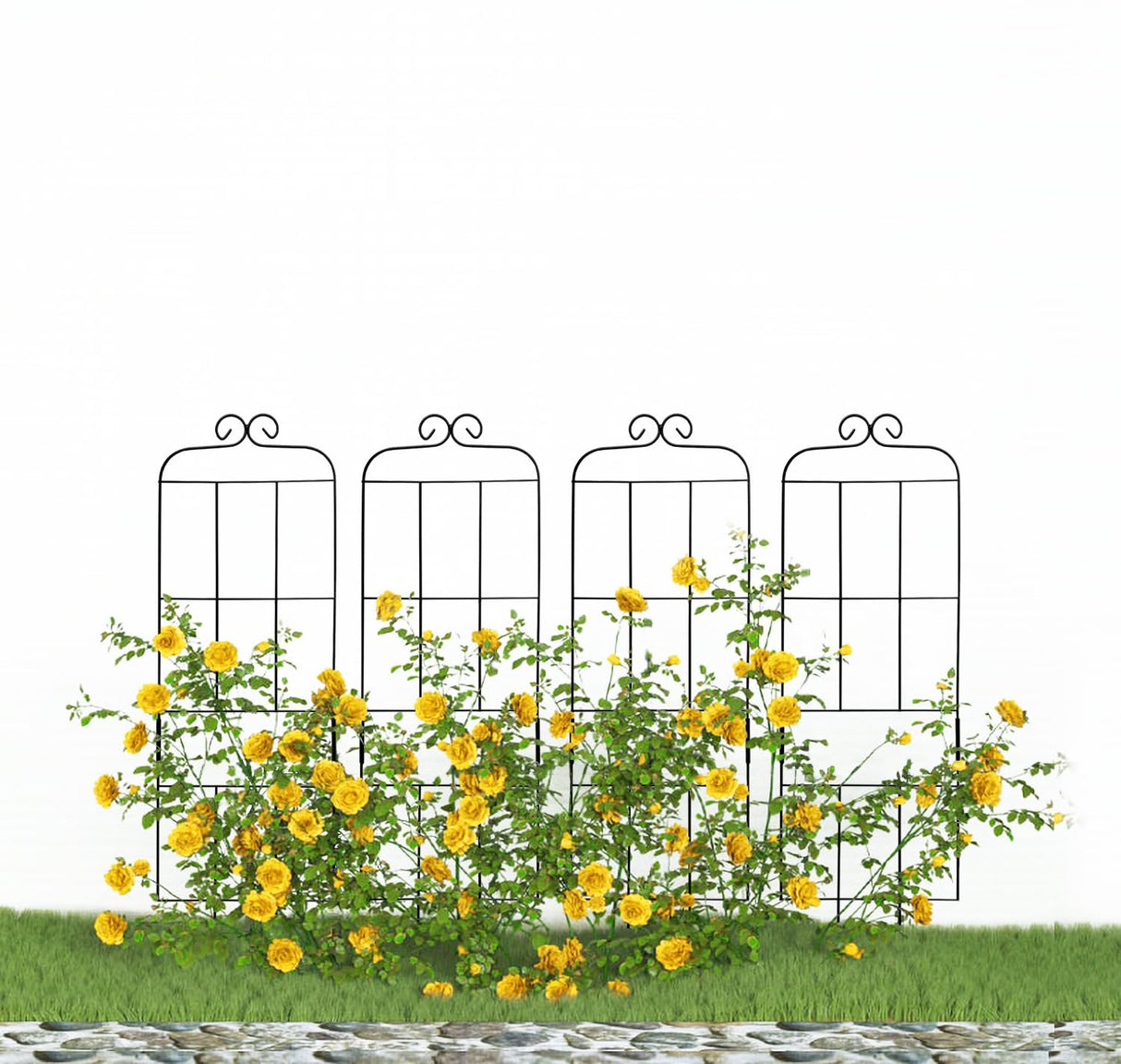 4 Pack 31'' Plant Trellis for Climbing Plants Indoor & Outdoor, Metal Trellis for Potted Plants, Plant Support for Houseplant, Vines, Pothos, Rose, Ivy, and Flowers, Black