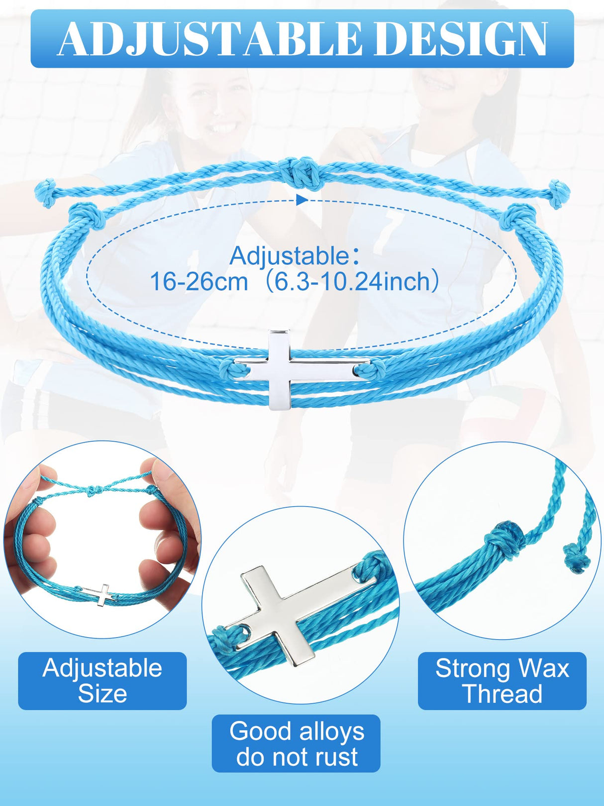 48 Pcs Cross Bracelets Bulk Christian Gifts Braided Rope for Women Men Kids