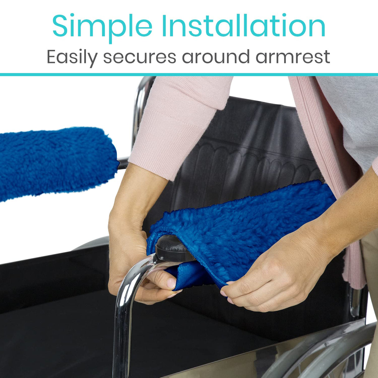 Vive Wheelchair Armrest Covers (Pair) - Memory Foam Sheepskin Accessories Pads for Transport Electric Wheel Chair Arm Rests - for Adults, Seniors, Handicapped - Soft Support Cushion for Mobility Aids