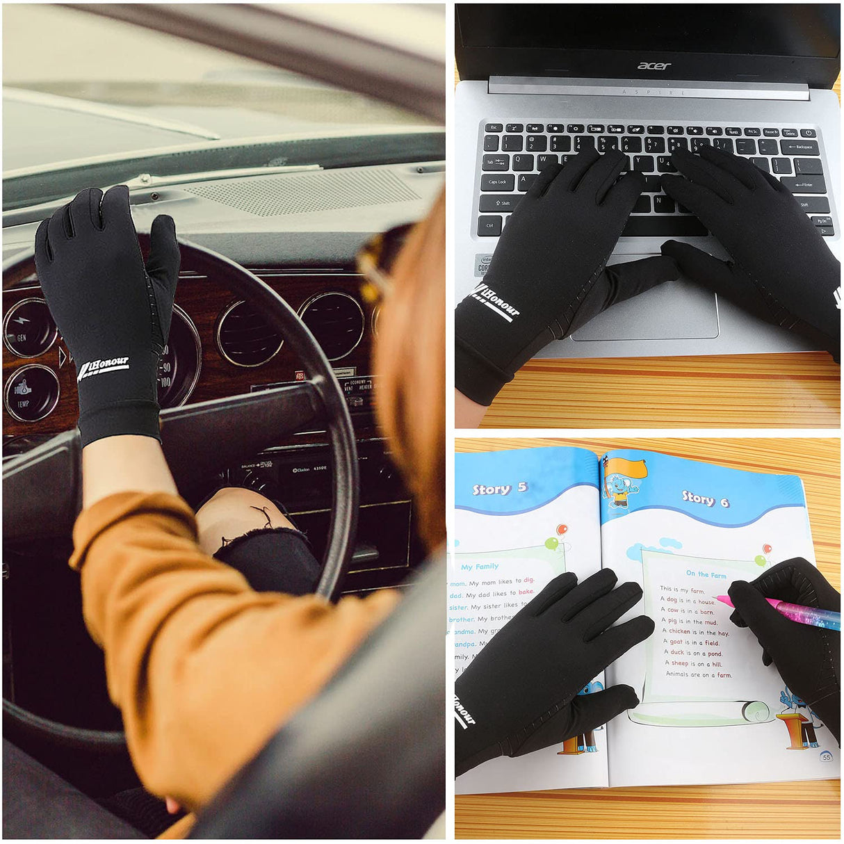 2-Pairs Pack Copper Full Finger Compression Gloves, Copper Arthritis Gloves for Women & Men Relieve Pain from Arthritis Pain, Swelling and Rheumatoid, and Everyday Hands Support (Large (Pack of 2))