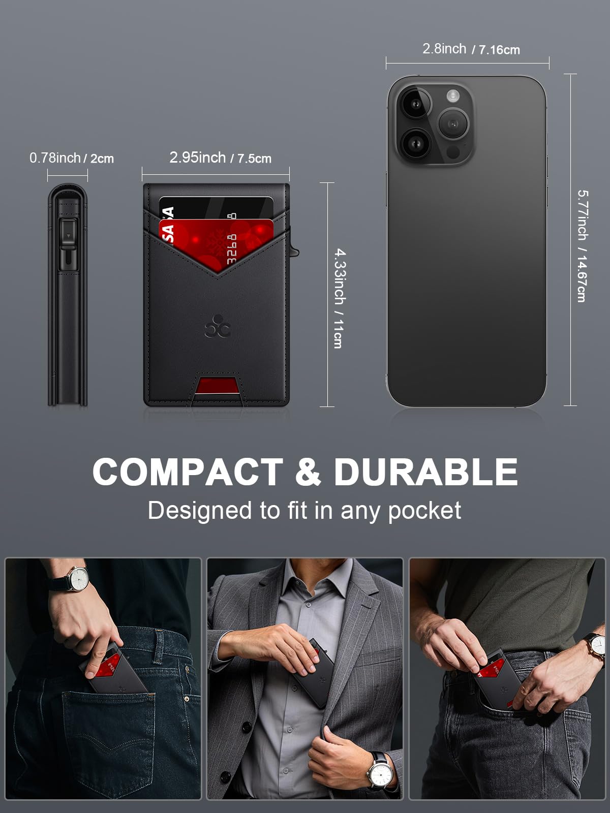 Wallet for Men RFID Blocking Minimalist Card Holder Wallet for 12-14 Cards
