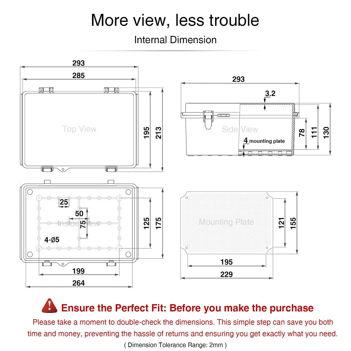 QILIPSU Junction Box IP67 Waterproof Plastic Electrical Enclosure Outdoor Weatherproof Project Electric Box with Mounting Plate, Wall Brackets, Hinged Grey Cover 11.2"x7.7"x5.1"