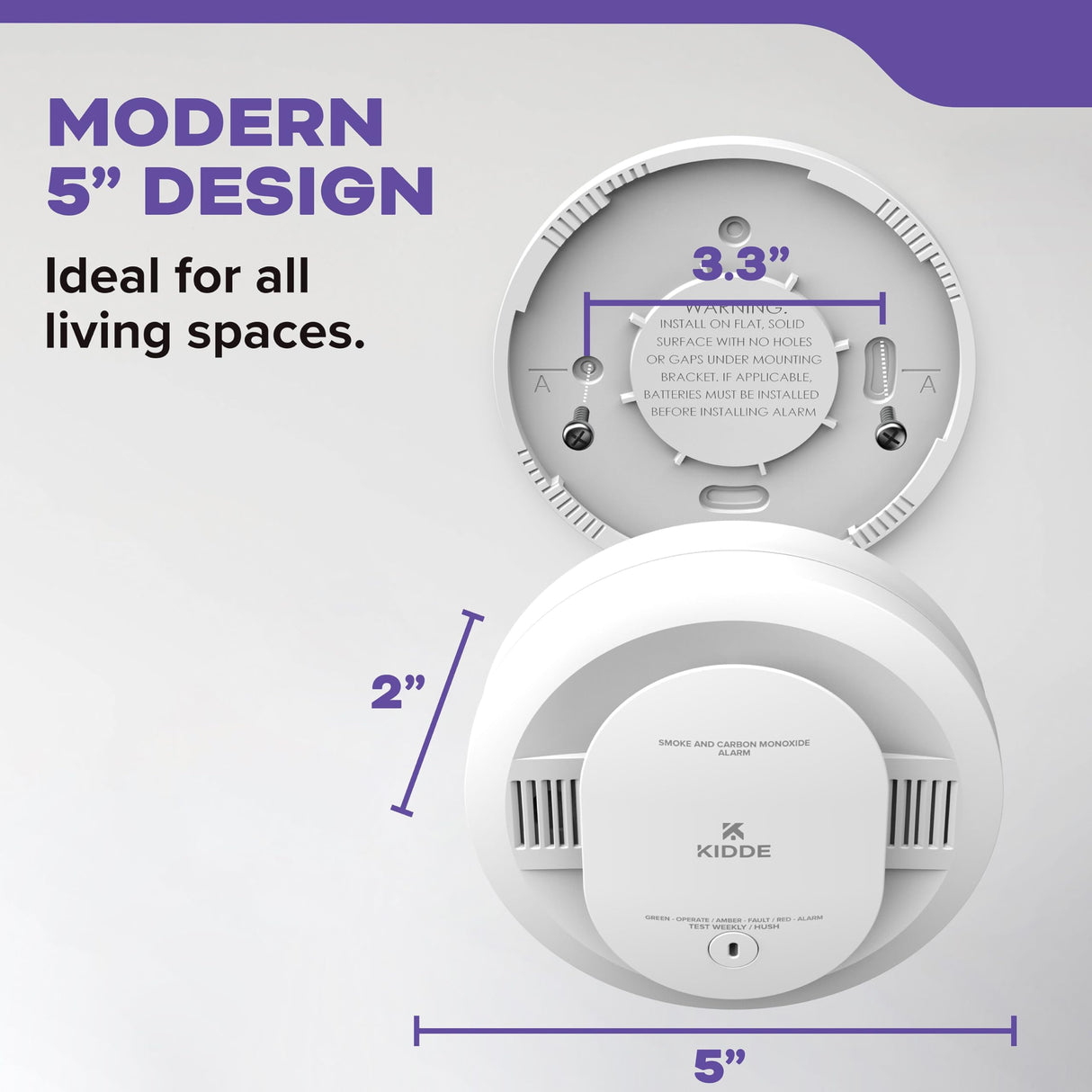 Kidde Smoke and Carbon Monoxide Detector, AA Battery Powered with LED Status Lights, 85 dB Alarm, 5 inches, 3-Pack