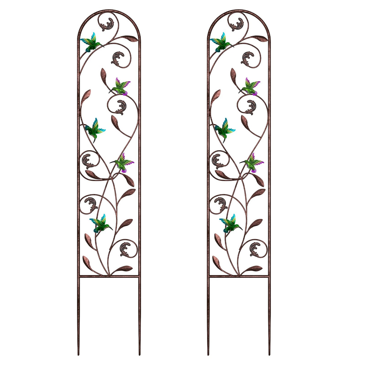 aboxoo 2-Pack Hummingbird Metal Garden Trellis,60" Decorative Outdoor Fence
