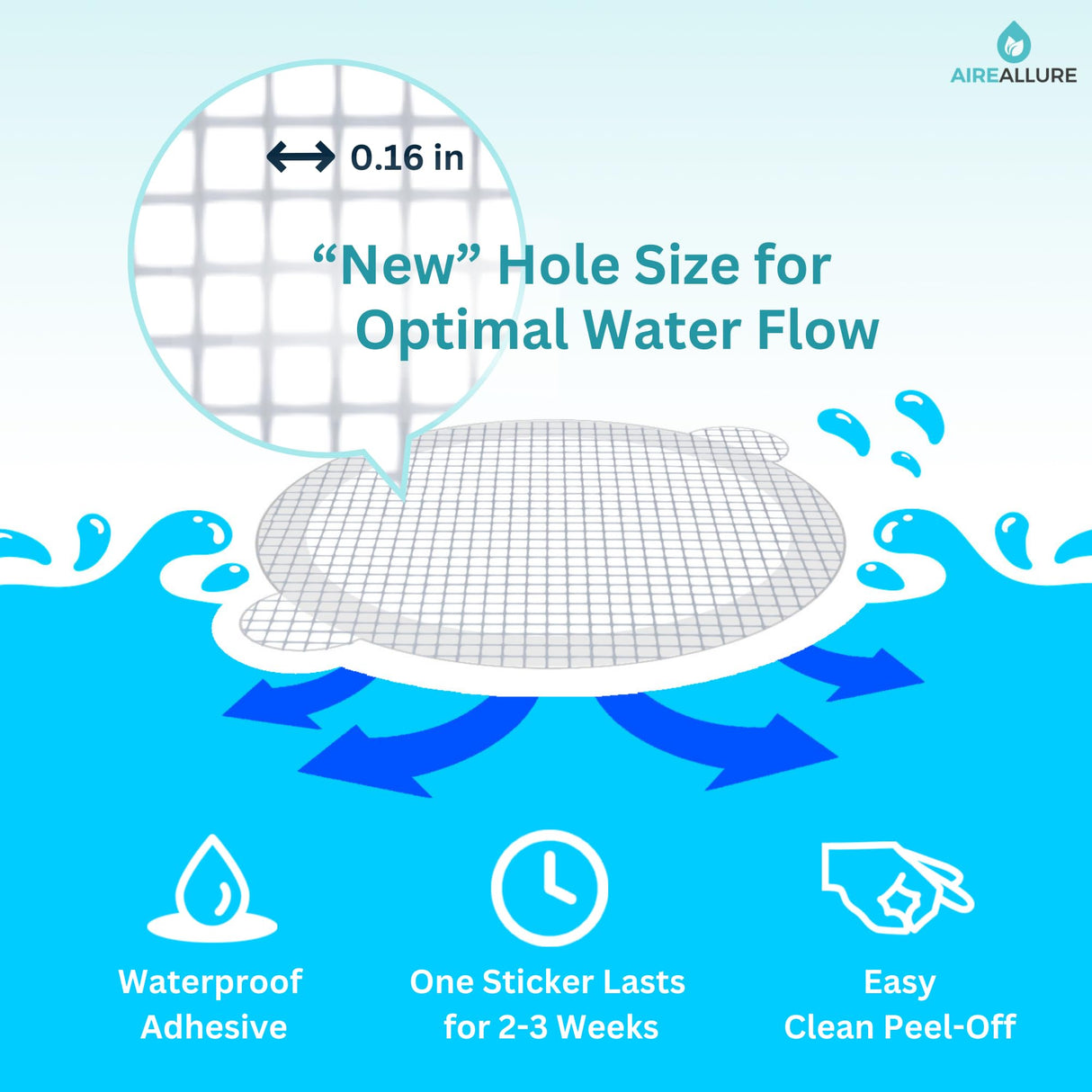 50 Pack Disposable Shower Drain Hair Catcher Mesh Stickers - Peel & Stick Drain Strainers to Prevent Clogs, Strong Waterproof Adhesive, Mess-Free Disposable Drain Covers for Shower & Bathtub