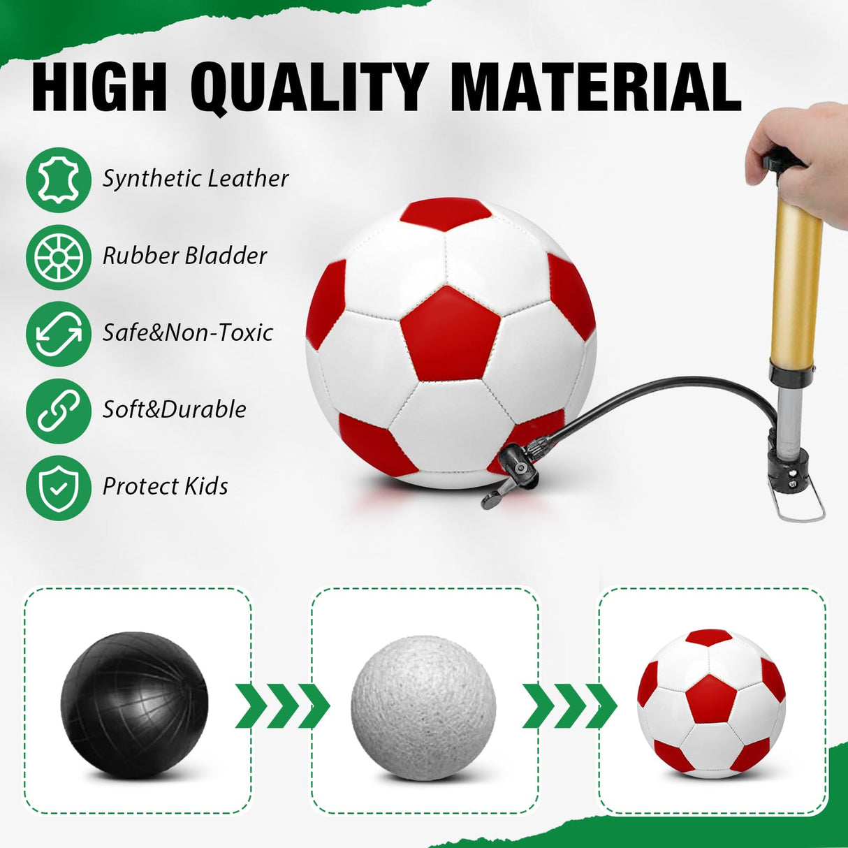 yasuwekik 2 Pack Operation Christmas Deflated Soccer Ball with Pump for Child Size 3,Size 4,Size 5 (Color, Size 4)