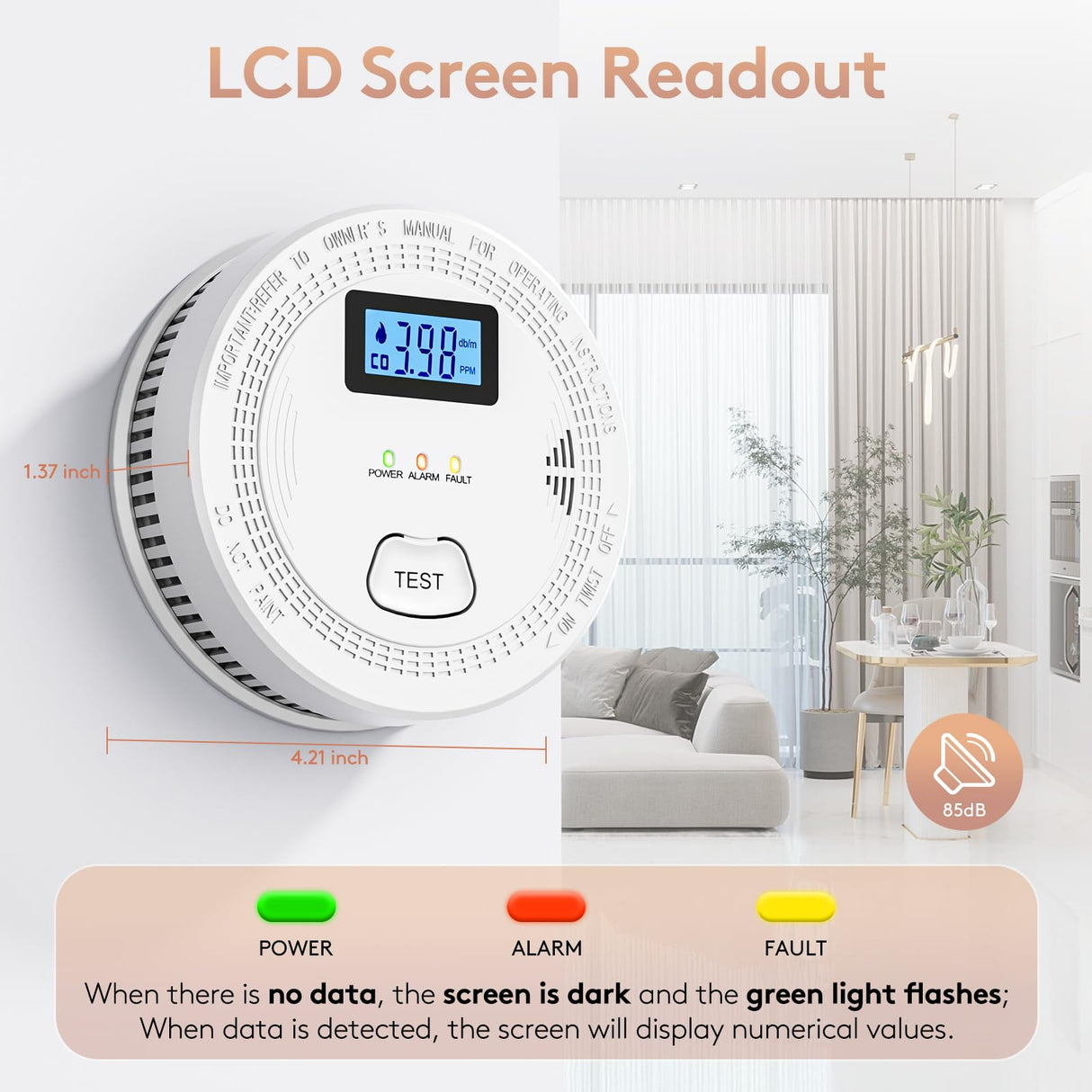 2 Packs, 2 in 1 CO & Smoke Detectors,Carbon Monoxide Detectors,Smoke Detector Battery Powered,(Include 3 * 1.5V AA Battery),85 db Smoke Alarm,Fire Alarm,Easy Install,Portable