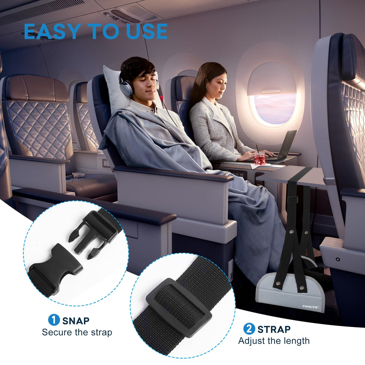 TIPKITS Airplane Footrest with Comfortable No Clashing Base, Portable Travel Foot Rest Made with Premium Memory Foam, Airplane Travel Accessories to Reduce Swelling and Soreness, Gifts for Travelers