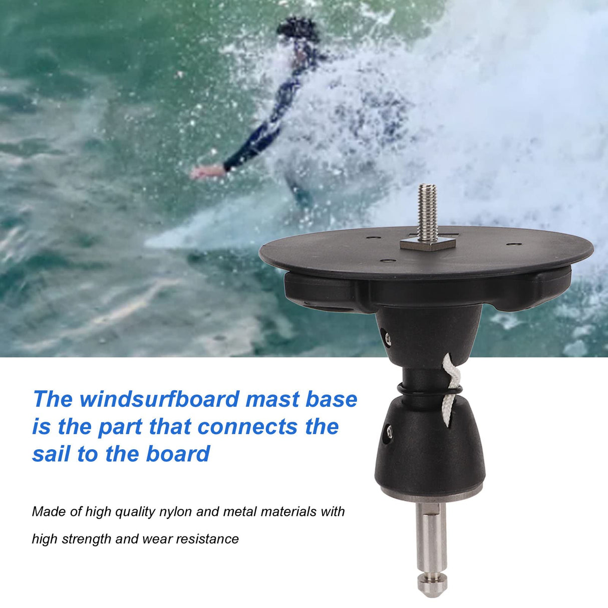 Surfing Tendon Joint Mast Base, High Strength Windsurfing Mast Base, Wear Foldable Universal, for Outdoor Sports Black