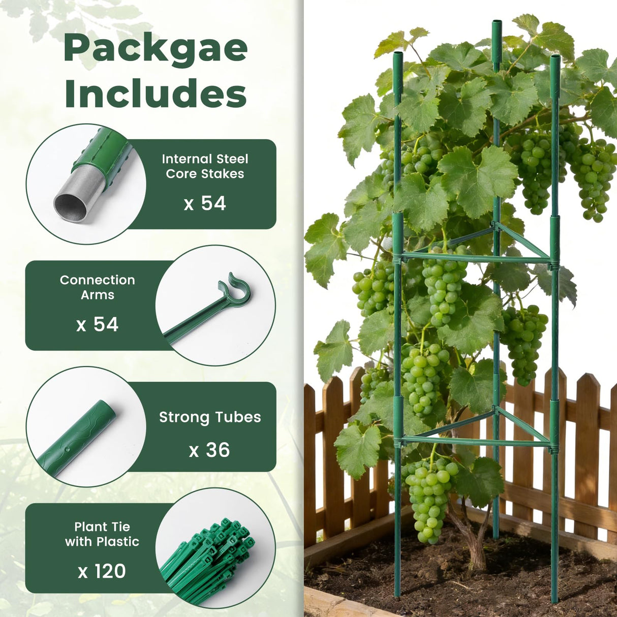 SDLDEER 6 Pack 48in Adjustable Metal Tomato Cages for Garden