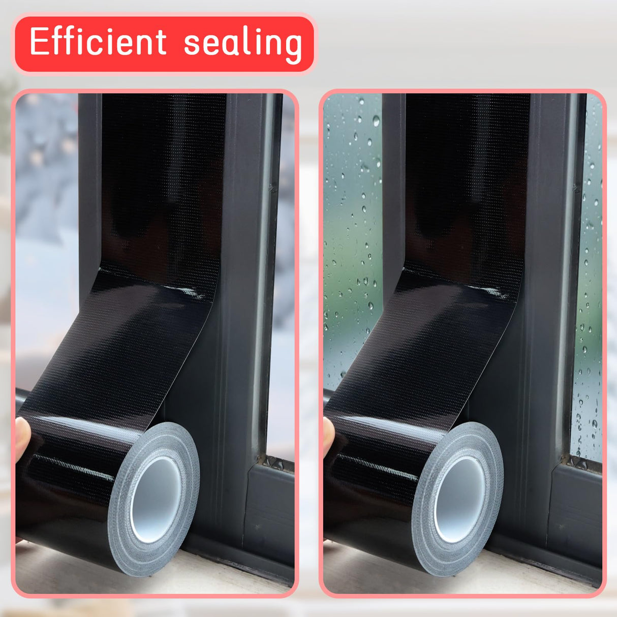 Birllaid Black Window Sealing Tape, Window AC Insulation Tape, 3 Inch x 65 FT Waterproof Blocker for Cold Heat Air, Windproof, No Residue Strong Adhesive