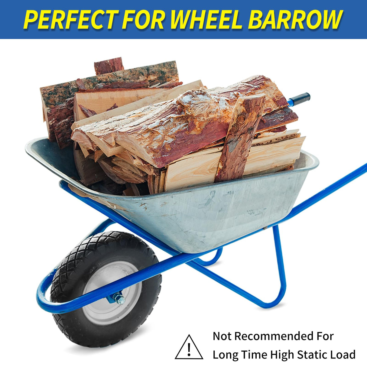 4.80/4.00-8" Wheelbarrow Tire, 16" Flat-Free Solid Tire and Wheel, 3-6" Centered Hub, 5/8" & 3/4" Bearing, For Broadcast Spreader Garden Wagon Cart Trolley Dolly (1 Pack)