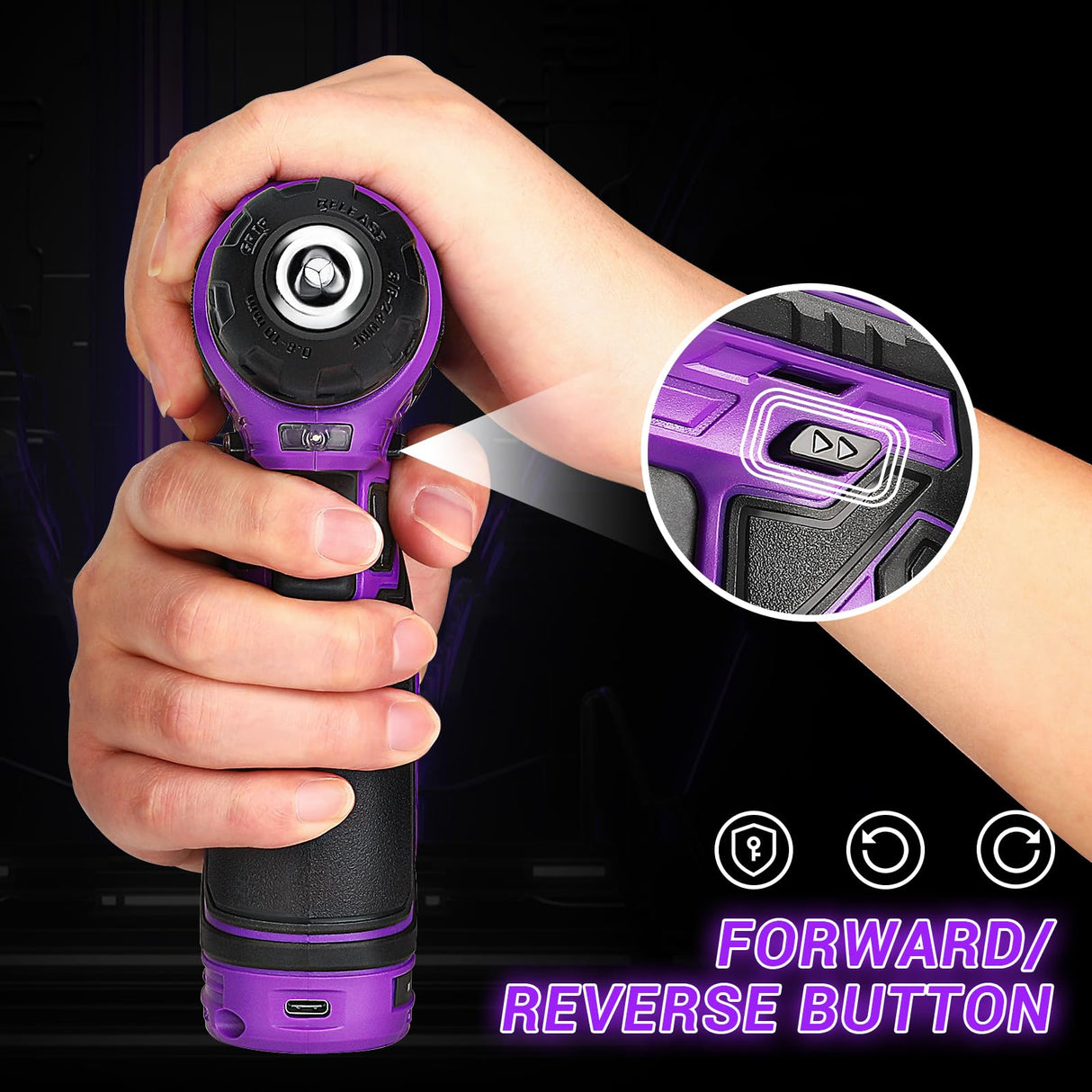 Cordless Drill:DEKOPRO 12V Power Drill Set 800RPM Electric Drills Small Drills with 3/8-inch Keyless Chuck and Portable Tool Set Gift Box (Purple)