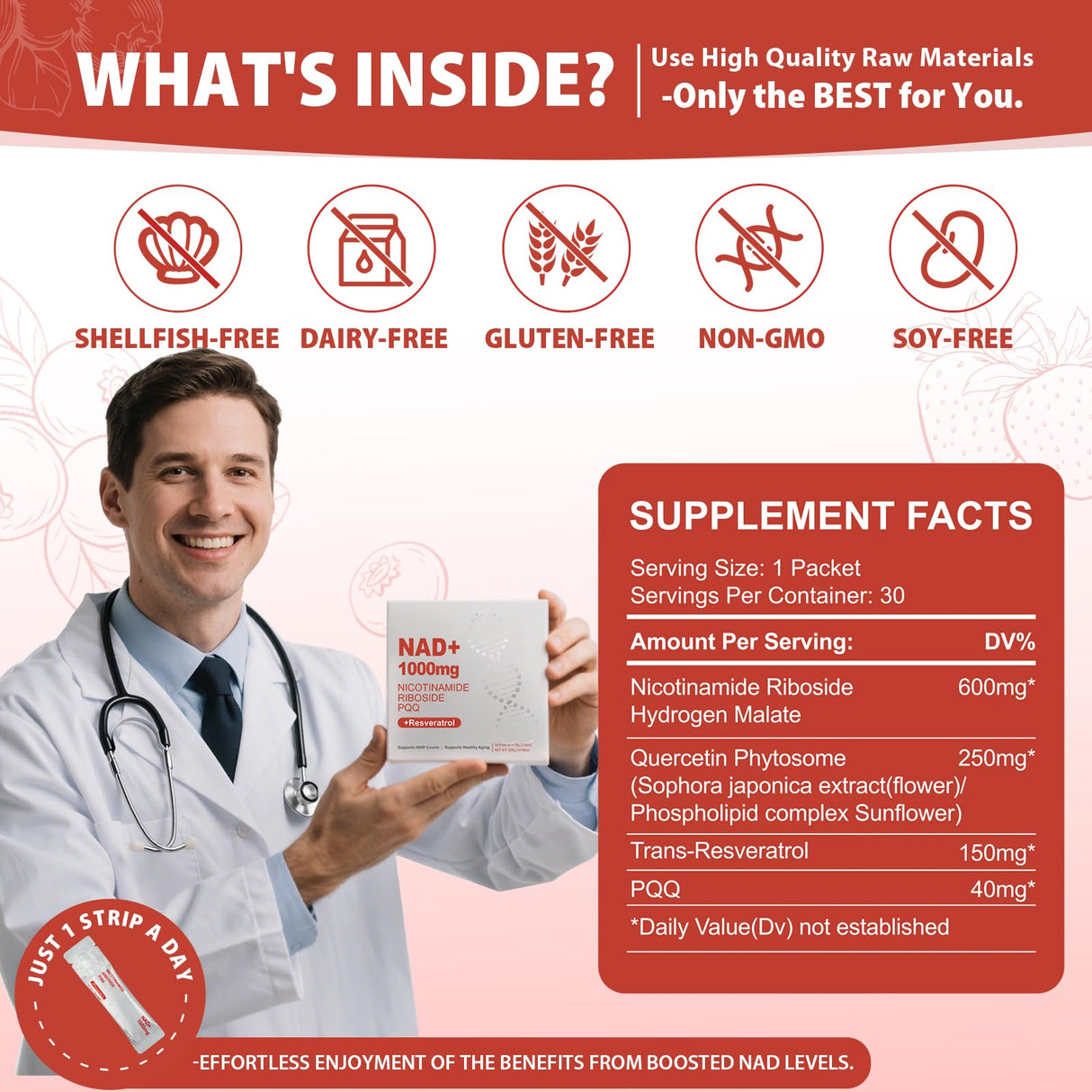 ZOROAHER 1000mg High-Potency NAD+ Liquid Supplement, Nicotinamide Riboside & Resveratrol with PQQ, Boosts Cellular Energy, Concentration& Healthy Aging - 1 Pc