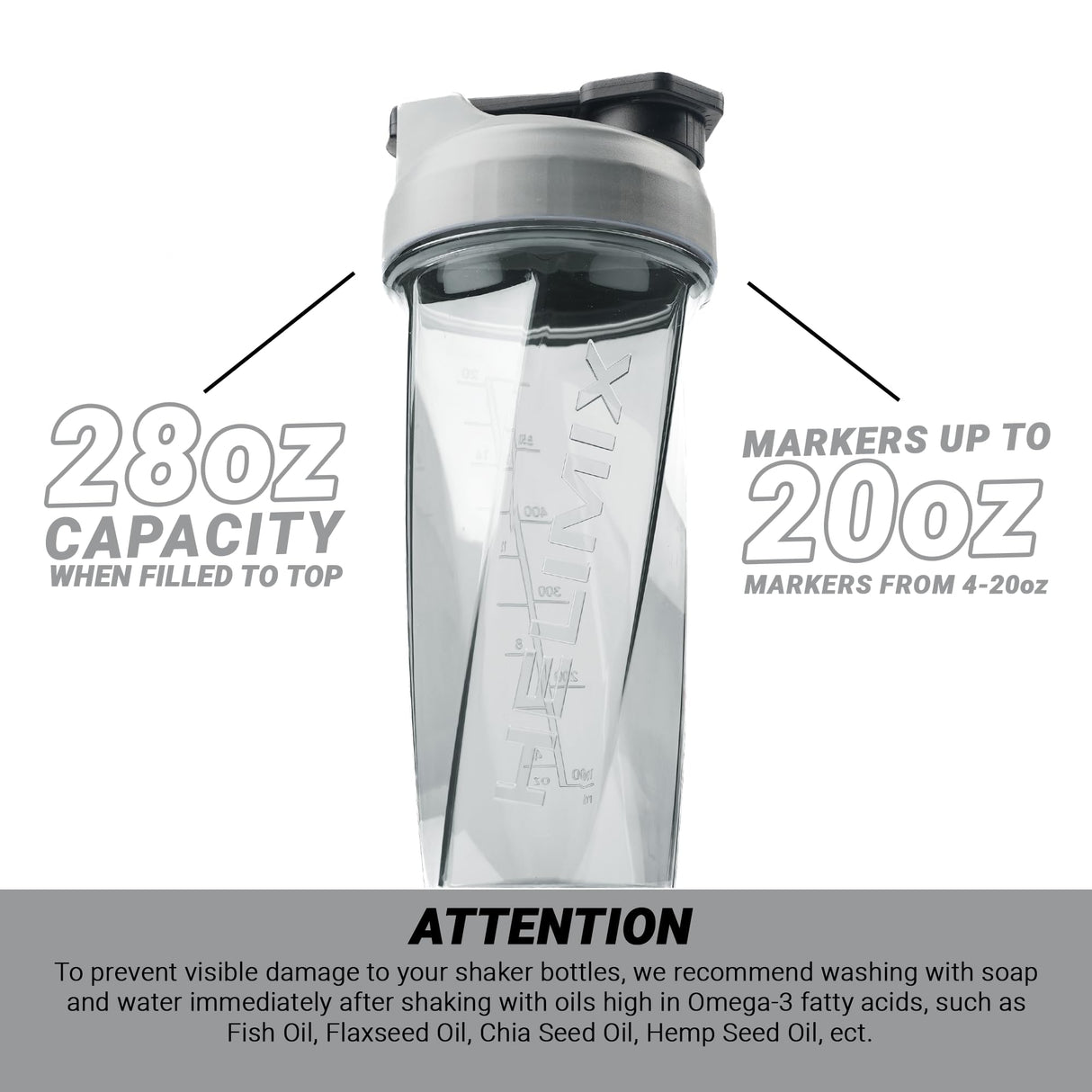 HELIMIX 2.0 Vortex Blender Shaker Bottle Holds upto 28oz | No Blending Ball or Whisk | USA Made | Portable Pre Workout Whey Protein Drink Shaker Cup | Mixes Cocktails Smoothies Shakes | Top Rack Safe