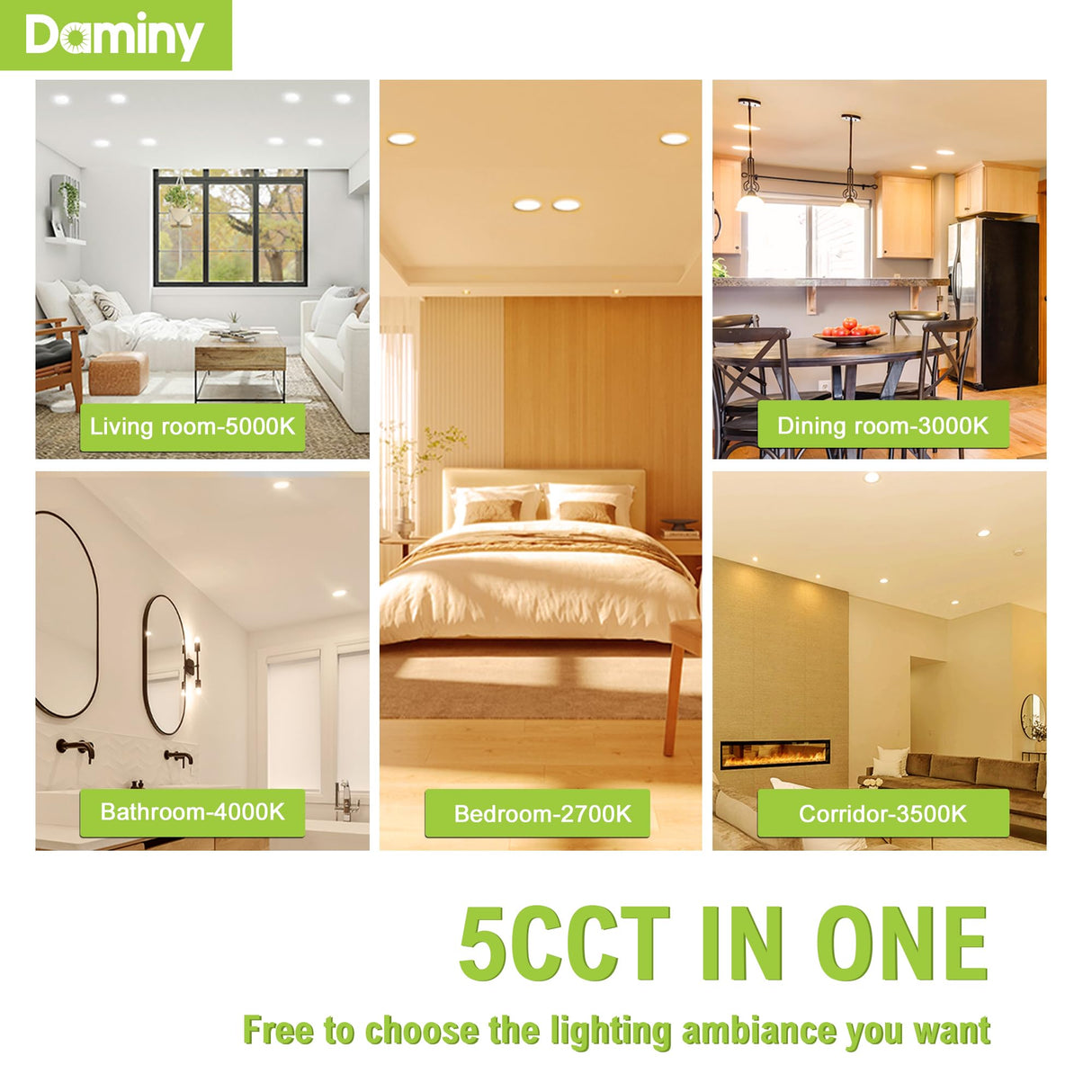 DAMINY 12 Pack 4 Inch 5CCT LED Recessed Light with Night Light,Ultra-Thin,Canless recessed Lighting 4 in,9W=80W,700LM,Dimmable Wafer Lights,ETL Certificated